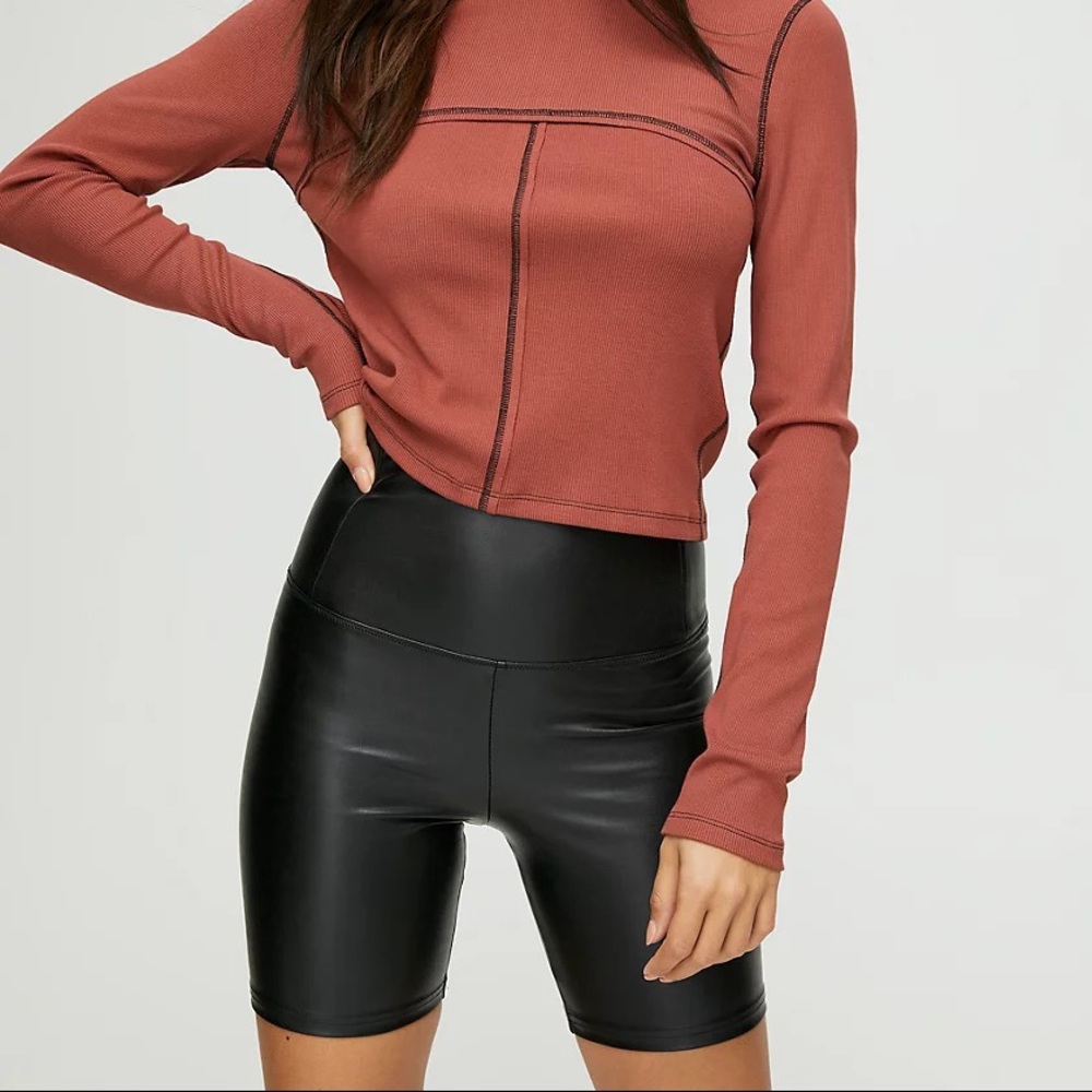 Aritzia Wilfred Free Daria Leather Bike Shorts